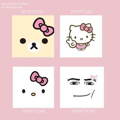 four different hello kitty stickers on a pink background