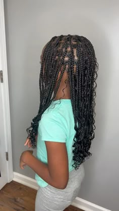 Braids For 11yrs, Hairstyles For Ten Year Olds Black, Kid Boho Knotless Braids, Kids Goddess Knotless Braids, Kid Boho Braids, Goddess Braids On Kids, Hairstyles For Black Girls Kids 10-11 Braids, Kids Bohemian Braids, Kids Knotless Braids With Curls