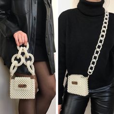 Trendy Beaded Clutch Shoulder Bag, Trendy Beaded Shoulder Bag, Trendy Beaded Crossbody Shoulder Bag, Square Evening Bag With Pearl Handle, Trendy Beaded Pouch Shoulder Bag, Square Bags With Pearl Handle, Rectangular Bag With Beaded Chain For Gift, Rectangular Bags With Beaded Chain For Gift, Pearl Beaded Bag