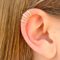 Gold Filled Ear Cuff Cartilage Ear Wrap Set of Three Ear - Etsy Silver Ear Climbers, Huggie Earrings Silver, Rose Gold Hoop Earrings, Diamond Ear Cuff, Small Gold Hoop Earrings, Ear Crawler Earrings, Small Gold Hoops, Hammered Hoop Earrings, Wrap Earrings