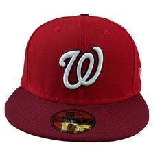 National Washington   59fifty fitted  Official product of MLB Made by New Era  Red burgundy visor Front Embroidered  logo  Back MLB logo left side new era flag in white High Crown Flat bill with ability to curve Size 7 5/8 Hats are shipped in Boxes Mlb Logos, Dope Fits, Red Burgundy, New Era 59fifty, Fitted Caps, Burgundy Red, New Era, Mlb, Accessories Hats