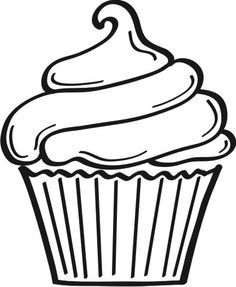 a cupcake with frosting on top is shown in black and white coloring pages