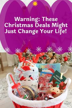 a basket filled with christmas items and the words warning these christmas ideas might just change your life