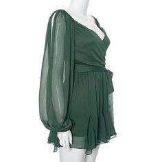 Please refer to our sizing chart for a guideline when choosing a size. 5 business days order processing time. 90% polyester 10% spandex Chiffon Dress With Lantern Sleeves, Fitted Mini Dress With Elastic Sleeves, Elegant Green Mini Puff Sleeve Dress, Chic Ruched Dress With Lantern Sleeves, Long Sleeve Chiffon Dress With Ruched Details, Chiffon Knee-length Mini Dress For Date Night, Fitted Puff Sleeve Dress With Sheer Sleeves For Summer, Trendy Fitted Chiffon Mini Dress, Knee-length Chiffon Mini Dress For Date Night