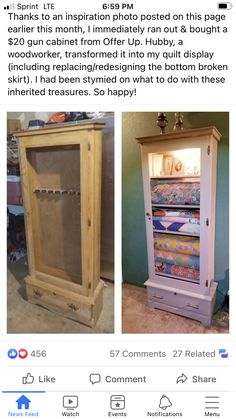 an old cabinet turned into a shelf