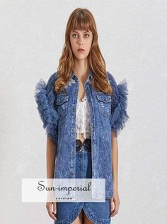 Valerie Denim Jacket  - Summer Mesh Patchwork Women Jacket Lapel Sleeveless Button Big Size Denim Coat Female Fashion Clothes 2019 Tide Imperial Fashion, Casual Denim Jacket, Mesh Jacket, Womens Summer Shorts, Women Jacket, Over Size, Denim Coat Jacket, Denim Jacket Women, Denim Coat