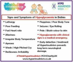 the signs and symbols of hypophycemia in babies are shown here