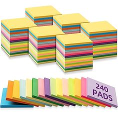 a stack of post - it notes with the words 240 pads in front of them