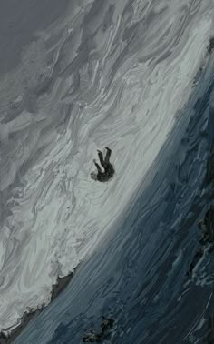 a man falling off his surfboard into the ocean water while riding a large wave