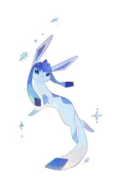 a watercolor drawing of a blue and white animal with stars on it's back