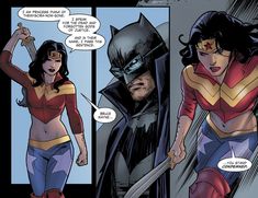 a comic page with an image of a batman and wonder woman