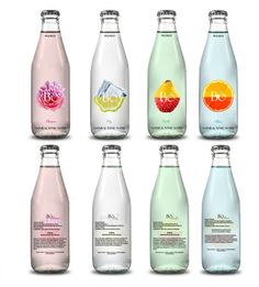 six different types of bottled water