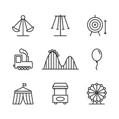 circus icons are shown in this black and white image, including an elephant, tent, carnival