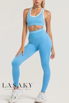 Lasaky - Premium Womens Sports Bra and Yoga Pants Compression Set for Optimal Performance in Running and Exercise Leggings Activewear, Fitness Leggings, Yoga Set, Womens Workout Outfits, Pants Blue, Gym Yoga, Active Wear Pants, Gym Leggings, Sports Suit