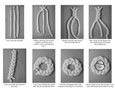 instructions on how to tie a knot in different ways, including tying the rope with scissors and pliers