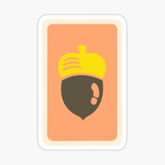 an orange and black sticker with a crown on it's head, in the middle