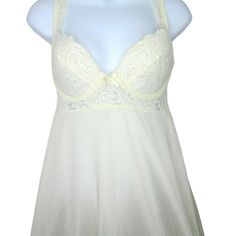 Vintage Victoria's Secret Bra Slip Nightgown S White Nylon Hollywood Pin Up Usa Brand: Victoria's Secret Made In Usa 100% Nylon Tag Size Small Measures Approx.: Length 45 Inches (Downside Seam) Chest Underarms 13 Inches Across Fabric: Nylon And Lace Pre-Owned Raw Hemline, Needs Cleaning, No Other Defects Noted Item#0000/071021 Size: Womens Xs Condition: Pre-Owned Like New Night Sleepwear With Lace Trim And Underwire, Victoria's Secret Elegant Sleepwear With Built-in Bra, Elegant Victoria's Secret Sleepwear With Built-in Bra, Victoria's Secret Lace Sleepwear With Built-in Bra, Sheer Victoria's Secret Nightgown For Bedtime, Victoria's Secret Lace Nightgown For Sleep, Fitted Victoria's Secret Nightgown For Sleep, Victoria's Secret Feminine Nightgown For Wedding Night, Fitted Cream Sleepwear For Bedtime