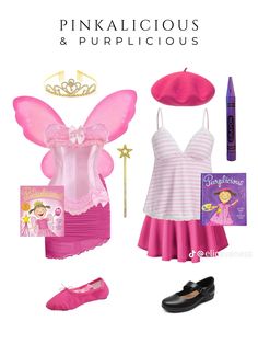 the pink fairy costume is shown with accessories