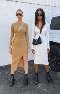 Long Bodycon Dress Outfit, Ribbed Dress Outfit, Long Sleeve Dress Outfit, Knitted Dress Outfit, Midi Dress Outfit, Body Con Dress Outfit, Outfit Everyday, Diy Vetement, Maxi Dress Outfit