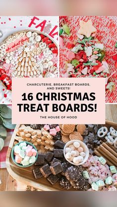 a collage of christmas treats with the words, 16 christmas treat boards