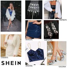 a collage of photos showing different styles of clothing and accessories, including high heeled shoes