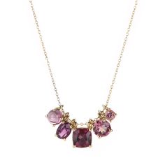 Nicole Landaw Mixed Element Story Necklace | Quadrum Gallery Cluster Necklace, Jewelry Lookbook, Rhodolite Garnet, Yellow Gold Chain, The Passion, Affordable Jewelry, Jewelry Inspo, Creative Arts, Gold Design