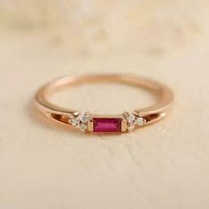 14k Yellow Gold Finish 1.60Ct Baguette Simulated Ruby Beautiful Women Fancy Ring Engagement Ring Baguette, Simple Rings, Baguette Engagement Ring, Ring Baguette, Gold Rings Fashion, Gold Ring Designs, Tiffany Jewelry, Gold Earrings Designs, Ruby Jewelry