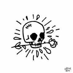 Tato Flash, Illustration Rose, Simple Skull, Kunst Tattoos, Men Tattoos, Doodle Tattoo, Rose Illustration, Skull Illustration, Tattoo Flash Art