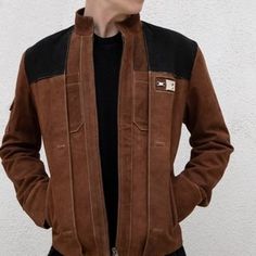 "Step into the galaxy with our Men's Han Solo Brown Suede Star Wars Leather Jacket. Inspired by the iconic character from a galaxy far, far away, this jacket combines rugged style with intergalactic charm. Crafted from premium suede leather, it exudes timeless sophistication and adventure-ready spirit. Whether you're exploring new worlds or navigating everyday life, this jacket is sure to make a statement. Embrace the force with this essential piece of Star Wars fashion. #MensFashion #LeatherJacket #StarWars #HanSolo #SuedeJacket #RuggedStyle" Star Wars Fashion, Design Jacket, Street Style Outfits Men, Rugged Style, Han Solo, Hans Solo, Custom Jacket, Outfits Men, Brown Jacket