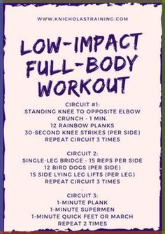 a sign that says low impact full body workout