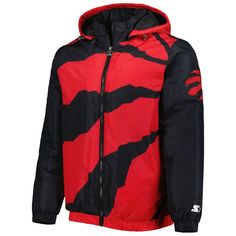 Upgrade your rotation of official Toronto Raptors gear with this Triple Double full-zip hoodie jacket from Starter. It features the team's logo embroidered on the sleeve, which sits on top of an eye-catching sublimated design that is sure to get you amped up for cheering on your favorite squad. Thanks to the several interior and exterior pockets, you'll have more than enough room to store your keys, tickets and other Toronto Raptors game day essentials. Midweight jacket suitable for moderate tem Chicago Bulls Snapback Hat, Toronto Raptors, Chicago Bulls, Red Jacket, Full Zip Hoodie, Snapback Hat, Hoodie Jacket, Logo Embroidered, Game Day