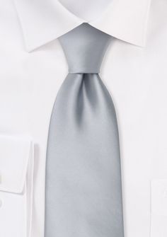 Silver Solid Necktie - MenSuits Classic Gray Suit And Tie Accessories For Wedding, Silver Ties For Black Tie Occasions, Silver Ties For Black Tie Events, Classic Fitted Silver Suit And Tie Accessories, Elegant Solid Bow Tie, Adjustable Silver Ties For Black Tie Events, Classic Gray Suit And Tie Accessories For Formal Events, Classic Gray Suit And Tie Accessories For Formal Occasions, Classic Gray Suit And Tie Accessories