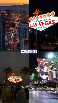 the las vegas sign is lit up at night