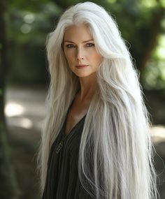 Long Hairstyles for Women Over 60 Sleek Long Hair, Women Long Hairstyles, Silver Fox Hair, Graceful Woman, Hair Older Women, Long Hair Highlights, Grey Hair Looks