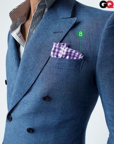 Contrasting, complimenting color becomes the defining detail. Butch Fashion, Fashion Tips For Men, 2012 Fashion, Finish Strong, Custom Suits, Dapper Style, Bespoke Tailoring, Stripe Dress, Men's Apparel