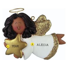 a christmas ornament with an angel holding a star