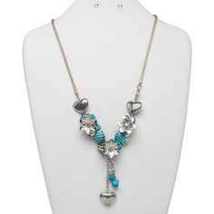 Tap into trends with this lightweight necklace for increased counter sales and expanding your finished jewelry lines. Clasp is located at side of necklace. Colors, shapes and sizes may vary in each lot. Turquoise Metal Jewelry With Dangling Beads, Turquoise Dangle Nickel-free Necklace, Turquoise Dangle Necklace Nickel Free, Blue Dangling Beads Pendant Jewelry, Blue Pendant Jewelry With Dangling Beads, Turquoise Dangle Metal Necklaces, Turquoise Pendant Jewelry In Metal, Turquoise Metal Pendant Jewelry, Nickel-free Turquoise Metal Necklace