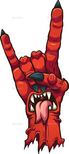 a cartoon hand making the v sign with it's fingers and tongue - animals characters