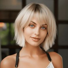 Short Layered Wavy Hairstyles, Bangs Hair Ideas, Textured Bob With Bangs, Blonde Bob With Fringe, Blonde Hair With Fringe, Rachel Green Hair, Bob Hairstyle Ideas, Trends In 2023, Hairstyle Ideas Easy