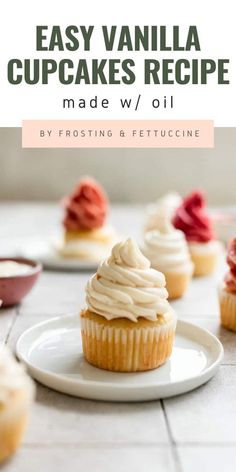 an easy vanilla cupcake recipe made with frosting