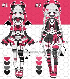 Demon Adoptable, Black Kawaii, Free To Edit, Cute Dragons, Cute Anime, Be Nice, Anime Outfits