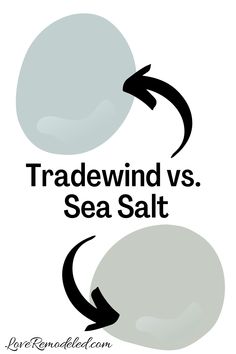 the words tradewind vs sea salt are shown with arrows pointing in different directions to each other