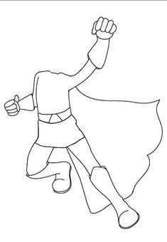 a black and white drawing of a man with a cape on his head, in the air