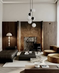 an elegant living room with modern furniture and decor