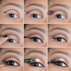 Smokey Eyes Tutorial, Teknik Makeup, Tutorial Eyeliner, Gold Smokey Eye, Mekap Mata, Makeup Tip, Smokey Eye Tutorial, Wedding Day Makeup, Hooded Eye Makeup