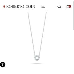 18k Gold ~ Approx 0.11 Total Caret Weight ~ 18” Chain I Was Gifted This Beautiful Necklace. I Just Don’t Wear It Enough And Have Another Piece On My Eye. Happy To Find A Home For This Beautiful Piece Https://Robertocoin.Com/En-Us/Product/Heart-Pendant-With-Diamonds-2/ Diamond White Heart Necklace For Formal Events, Formal White Gold Heart Necklace With Single Cut Diamonds, Diamond White Heart Necklace For Formal Occasions, Luxury Sterling Silver Heart Necklace For Formal Occasions, Luxury White Gold Heart Pendant Diamond Necklace, Luxury Platinum Jewelry For Valentine's Day, Formal White Gold Heart Necklace With Diamond Cut, Elegant Heart Pendant Necklace For Formal Occasions, Luxury Diamond White Necklace With Heart Charm