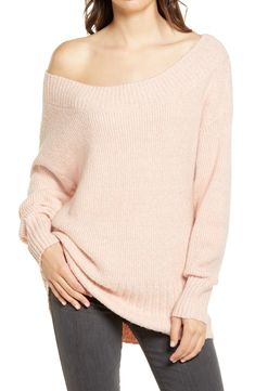 Chelsea28 Ribbed Off the Shoulder Sweater | Nordstrom Lilac Sweater Outfit, Pink Off The Shoulder Sweater, Colorful Fall Outfits, Lilac Sweater, Capsule Wardrobe Pieces, Off The Shoulder Sweater, Cold Shoulder Long Sleeve, Sweater Style, Off Shoulder Sweater