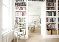 a room filled with lots of white books