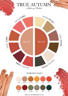 True Autumn Summer Capsule Wardrobe, House Of Colour Autumn Nails, True Autumn Color Outfits, Warm Autumn Nail Polish, True Autumn Style, True Autumn Outfits For Summer, Warm Autumn Color Palette Makeup, Warm Autumn Summer Outfits, Warm Autumn Makeup Looks