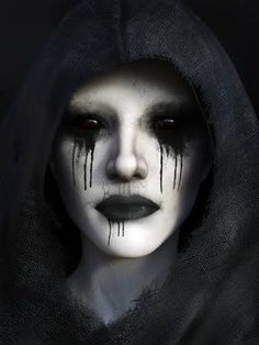 Horror Dpz, Reaper Makeup, Grim Reaper Makeup, Bout Makeup, Dark Reaper, Angel Makeup, Creepy Makeup, Grim Reaper Tattoo